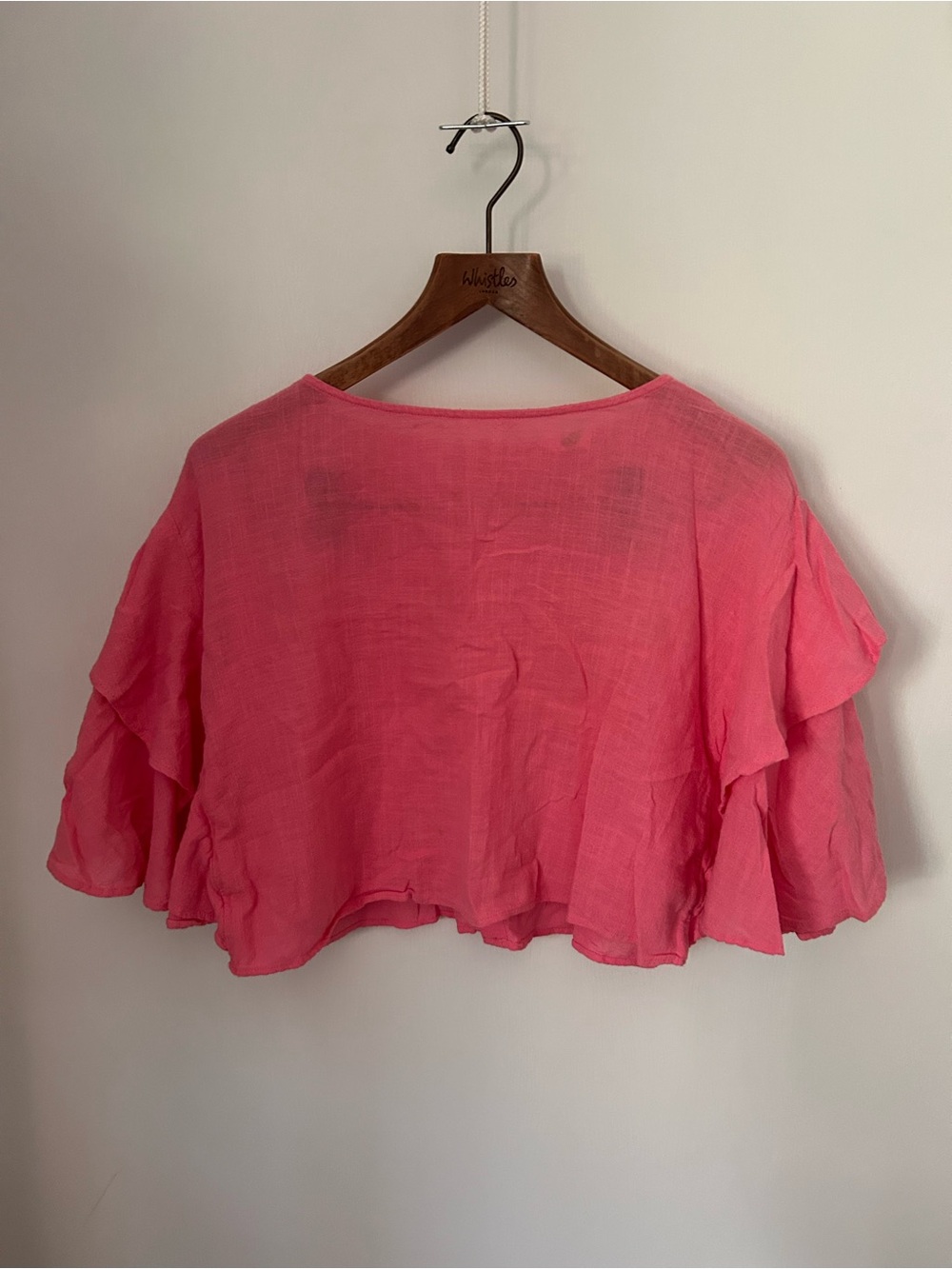 Coral Pink Layered Ruffle Linen Top
